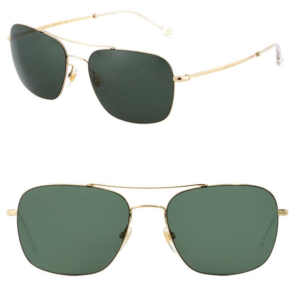 GUCCI SUNGLASSES GG0503S 003 MENS GOLD METAL AVIATOR INTERLOCKING G LOGO - Picture 1 of 12